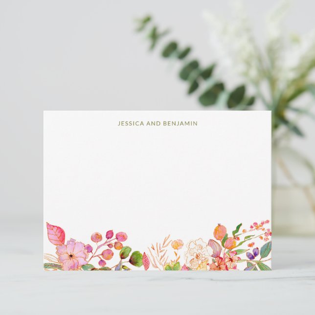 Colourful Watercolor Floral Illustration Custom  Thank You Card (Standing Front)