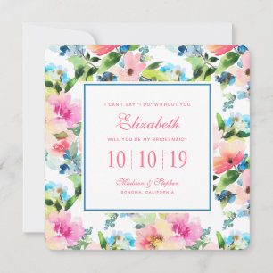 Colourful Watercolor Floral Pattern - Bridesmaid Invitation