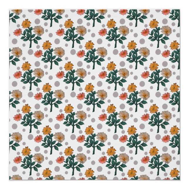 Colourful Watercolor Floral Pattern |  Poster (Front)