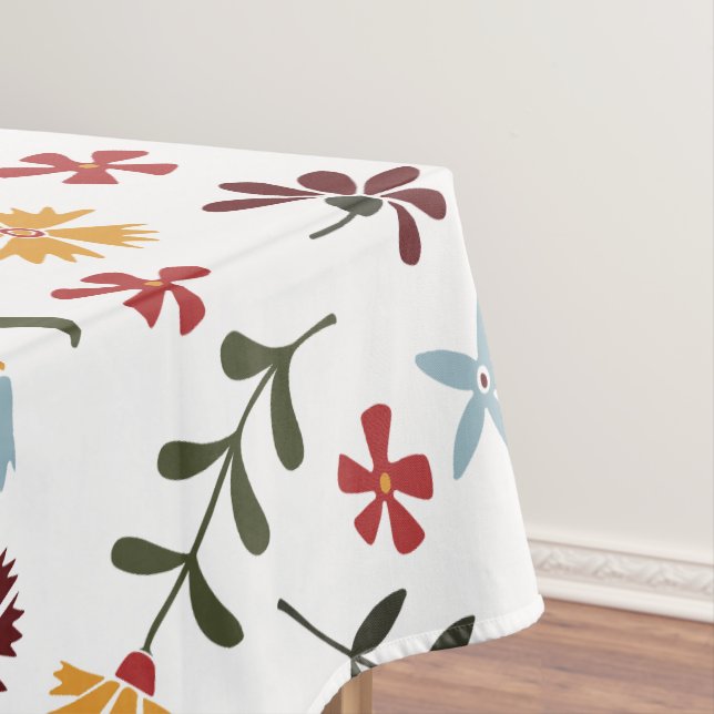 Colourful Watercolor Floral Pattern Tablecloth (In Situ)