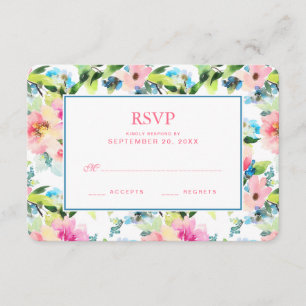 Colourful Watercolor Floral Pattern - Wedding RSVP Card
