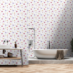 Colourful Watercolor Floral peel and stick Wallpaper