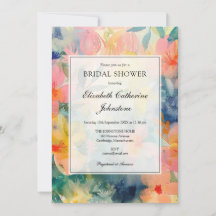 Colourful Watercolor Floral QR Code Bridal Shower