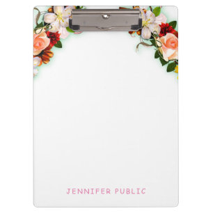 Colourful Watercolor Floral Template Elegant Moder Clipboard