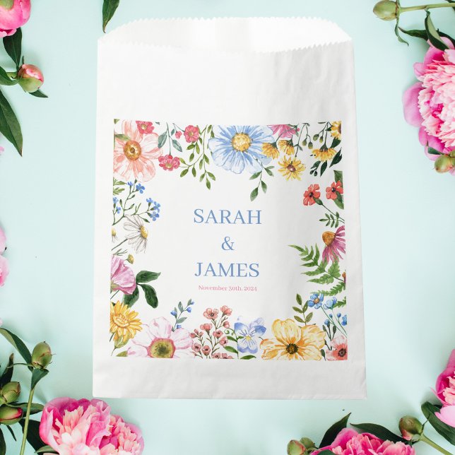 Colourful Watercolor Floral Wedding Favour Bag (Creator Uploaded)