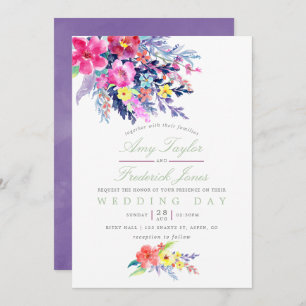 Colourful Watercolor Floral Wedding Invitation
