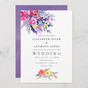 Colourful Watercolor Floral Wedding Invitation