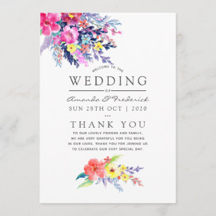 Colourful Watercolor Floral Wedding Program