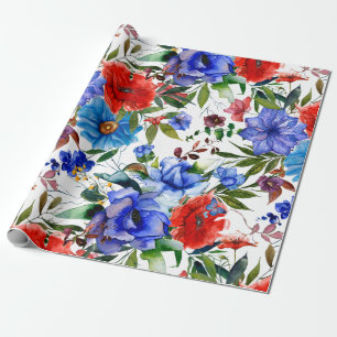 Colourful Watercolor Floral Wrapping Paper