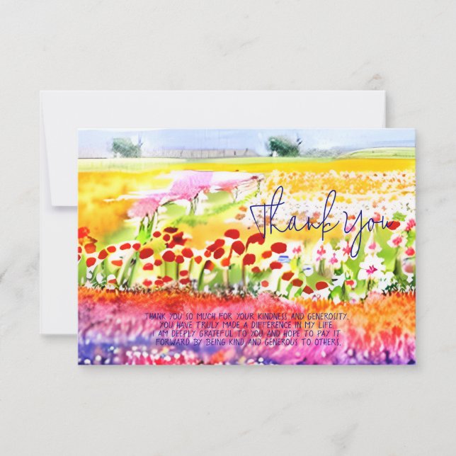 Colourful watercolor flower field customisable card (Front)