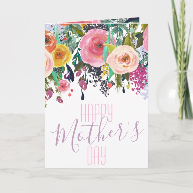 Colourful Watercolor Flower | Happy Mother's Day Card (Front)