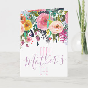 Colourful Watercolor Flower   Happy Mother's Day Card