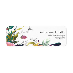 Colourful Watercolor Flower Wedding return address Return Address Label