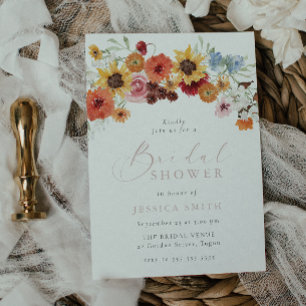 Colourful Watercolor Flowers Bridal Shower  Invitation