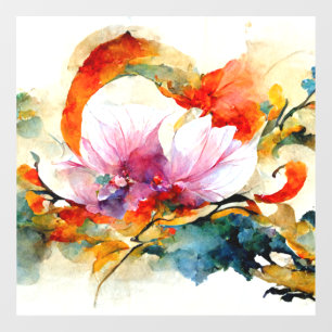Colourful watercolor flowers faux canvas print tot