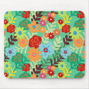 Colourful Watercolor Flowers Fine Floral Mouse Pad