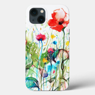 Colourful Watercolor Flowers Illustration iPhone Case