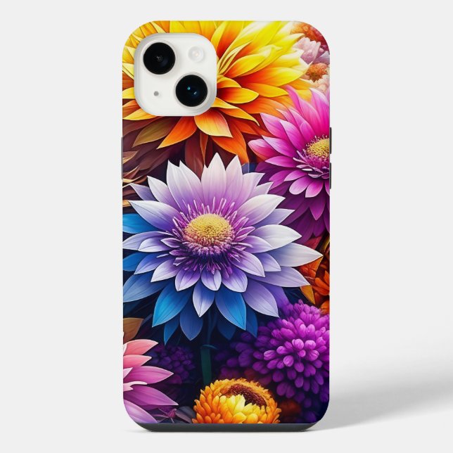 Colourful Watercolor Flowers   iPhone Case (Back)