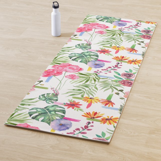 Colourful Watercolor Flowers  Yoga Mat (In Situ)