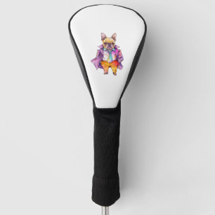 Colourful watercolor French bulldog. Frenchie Golf Head Cover