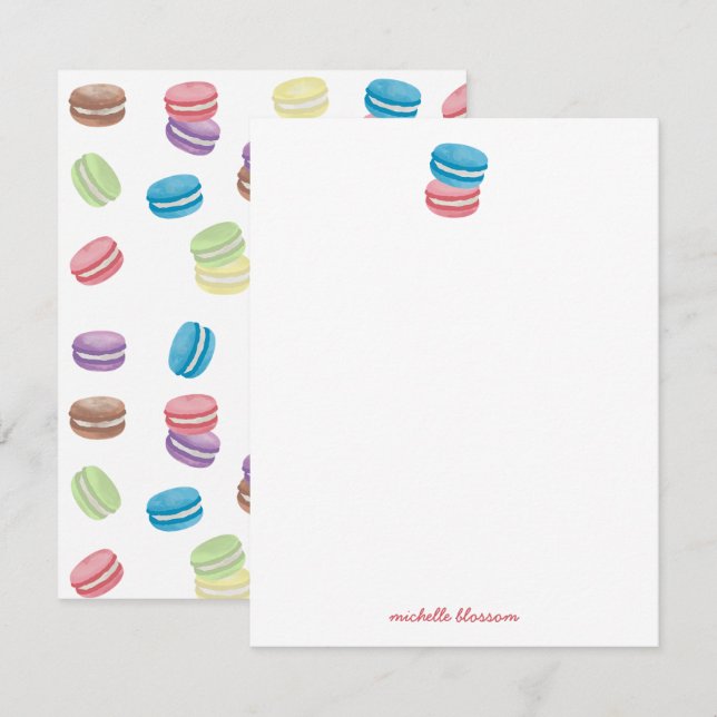 Colourful Watercolor French Macarons  Card (Front/Back)