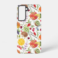 Colourful Watercolor Fruit and Herb Pattern
