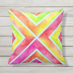 Colourful watercolor geometric chevron stripes cushion
