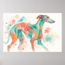 Colourful Watercolor Greyhound Fine Art