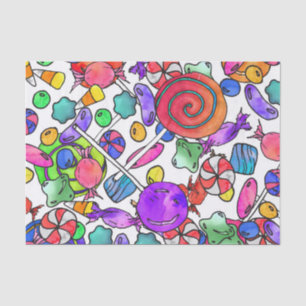 Colourful Watercolor Hand Drawn Candy Pattern Tissue Paper