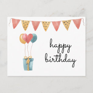 Colourful Watercolor Happy Birthday  Postcard