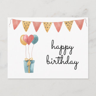 Colourful Watercolor Happy Birthday Postcard