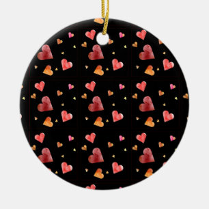 Colourful Watercolor Hearts Ornament