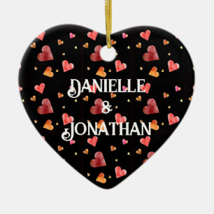 Colourful Watercolor Hearts Ornament