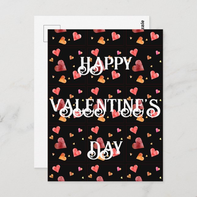 Colourful Watercolor Hearts Postcard (Front/Back)