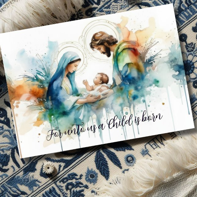 Colourful Watercolor Holy Family Holiday Card (Creator Uploaded)
