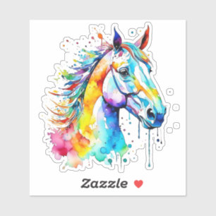 Colourful watercolor horse head design 