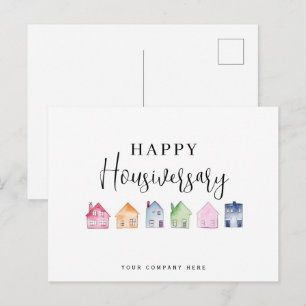 Colourful Watercolor House Happy Housiversary Postcard