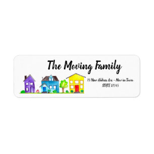 Colourful watercolor houses New address label Return Address Label