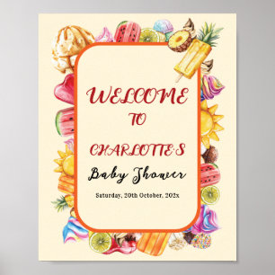 Colourful Watercolor Ice Cream Sweet Baby Shower Poster