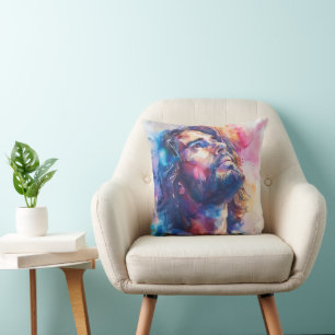 Colourful Watercolor Jesus Christ Cushion