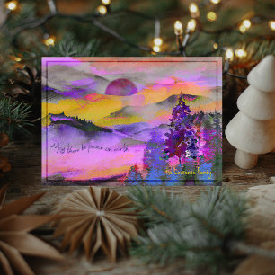 Colourful watercolor landscape Holiday Card