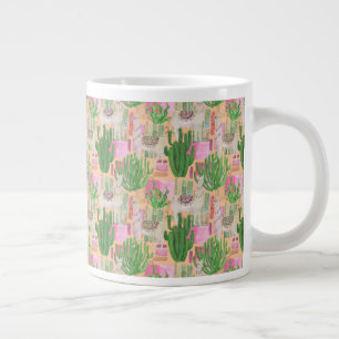 Colourful Watercolor Llama Pattern Large Coffee Mug