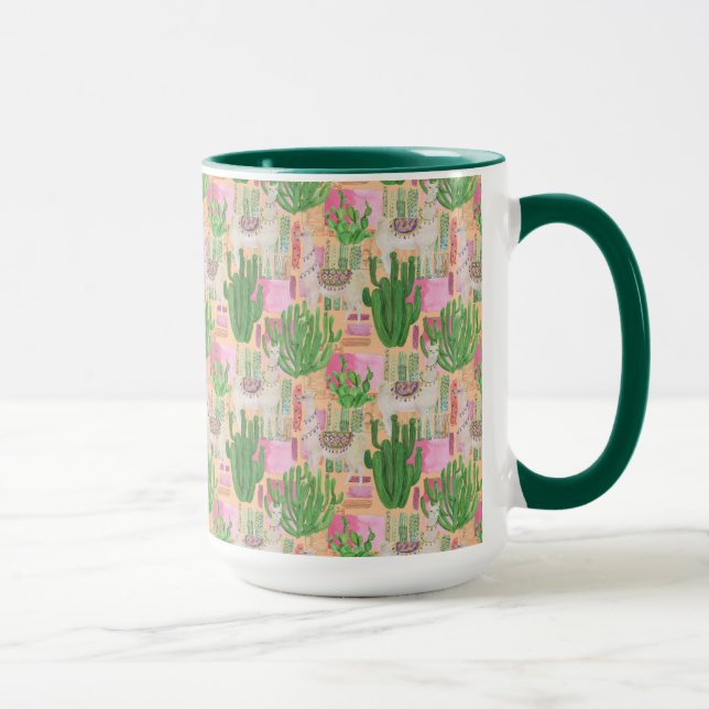 Colourful Watercolor Llama Pattern Mug (Right)