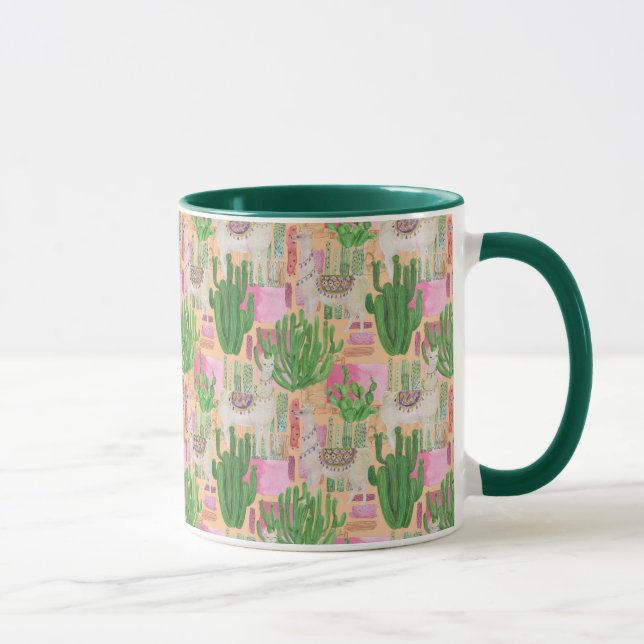 Colourful Watercolor Llama Pattern Mug (Right)