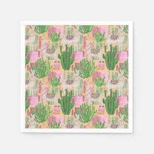 Colourful Watercolor Llama Pattern Napkin