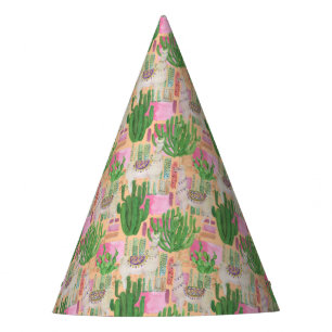 Colourful Watercolor Llama Pattern Party Hat
