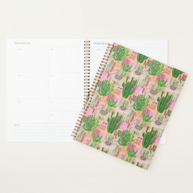 Colourful Watercolor Llama Pattern Planner (Display)