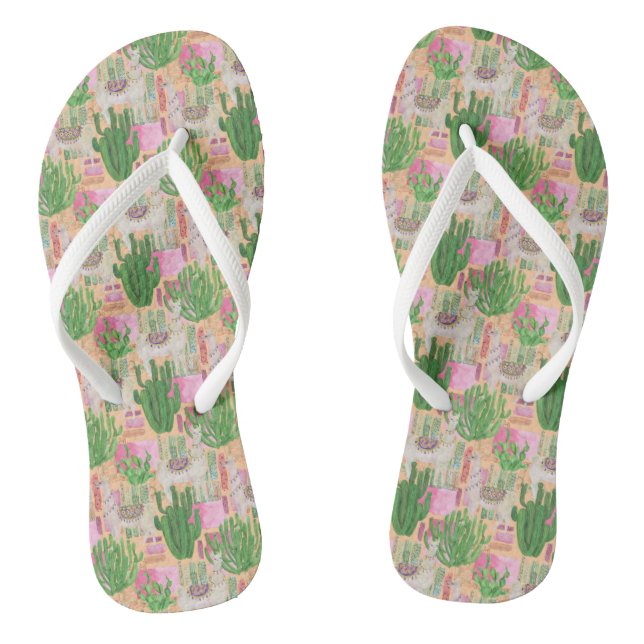 Colourful Watercolor Llama Pattern Thongs (Footbed)