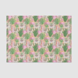 Colourful Watercolor Llama Pattern Tissue Paper