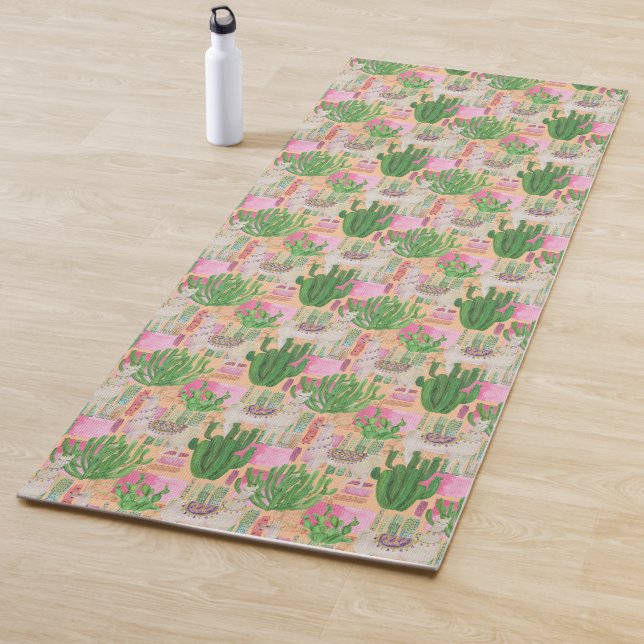 Colourful Watercolor Llama Pattern Yoga Mat (In Situ)
